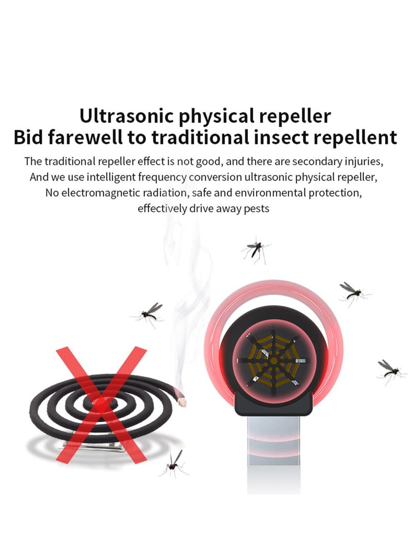 2 Pack USB Ultrasonic Pest Repeller, Eco-Friendly Indoor Electronic Plug-in Pest Control with 3 Modes, Ideal for Home, Office, Hotel, and Car (Black & White) - Image 3