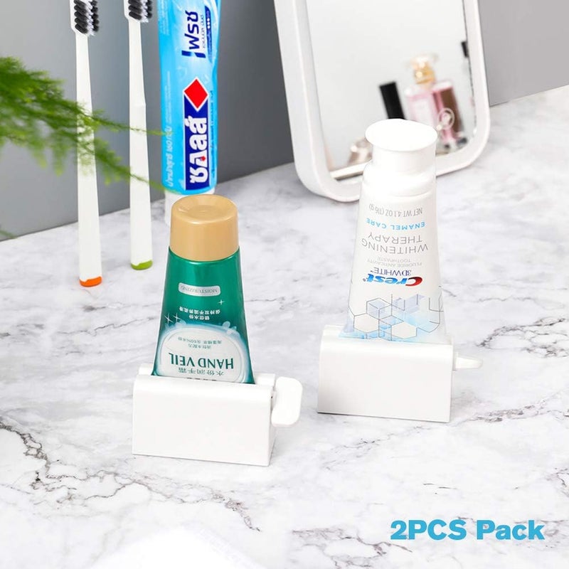 BEZOX Minimalist Toothpaste Tube Squeezers(Set of 2), Toothpaste Roller Squeeze Tool, Eco-Friendly Toothpaste Holder Dispenser - White - Image 2