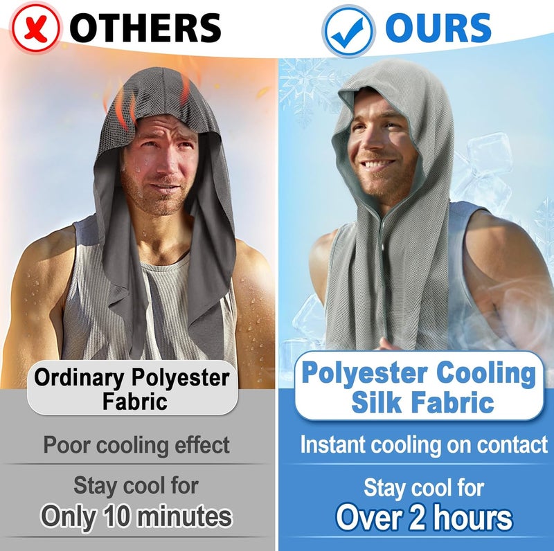 Acostop Cooling Hoodie Towels, Absorbent & Quick Drying Sweat Towel Wraps for Neck and Face, Long-Lasting Cooling and Sun Protection in Hot Weather Summer Outdoor Accessories, 4 Pcs - Image 2