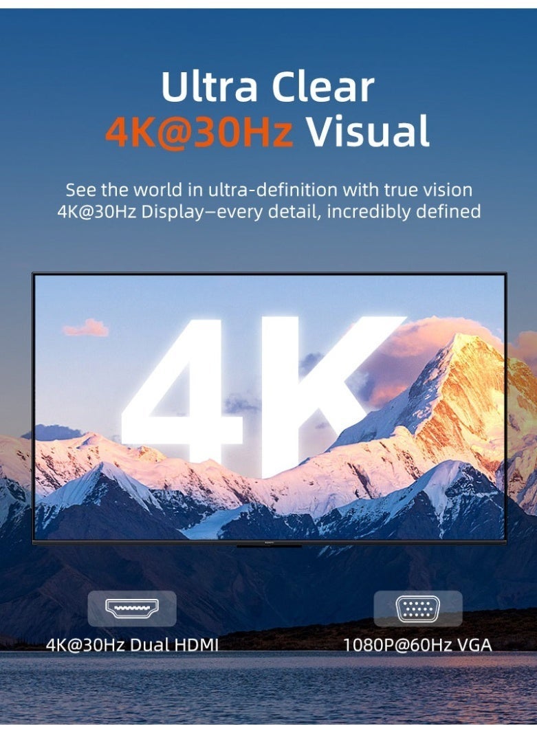 كابل تايم موزع USB-C ثلاثي الشاشات متوافق مع جهاز ماك بوك برو - Image 2