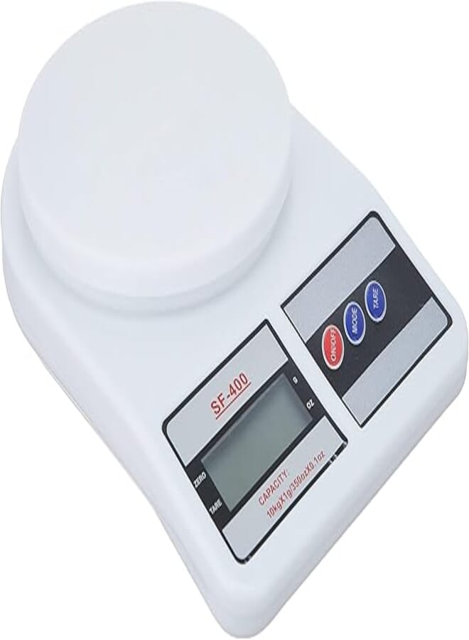 BB Plastic Kitchen Scale, 10 kg - 1 g Capacity, White