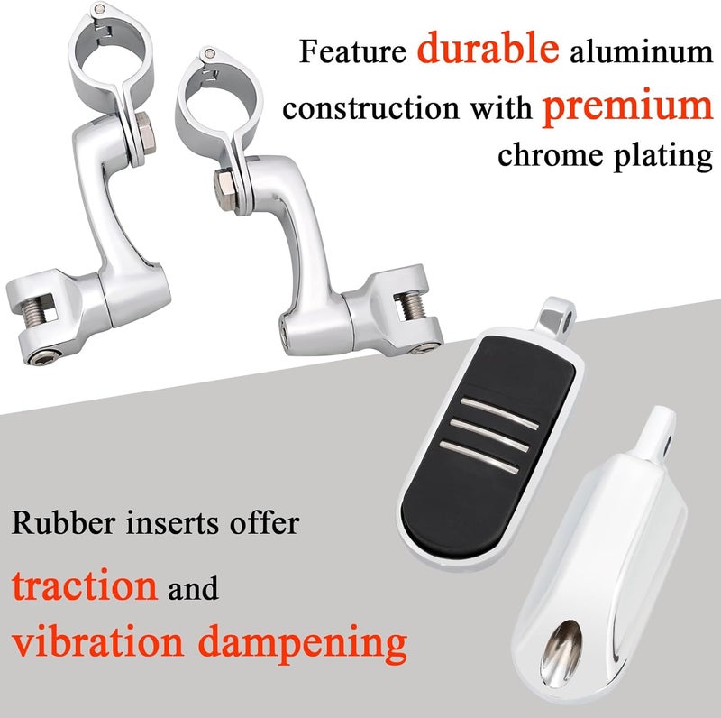 FOVPLUE Adjustable Highway Footpegs for Harley and Other Motorcycles - Chrome - Image 5