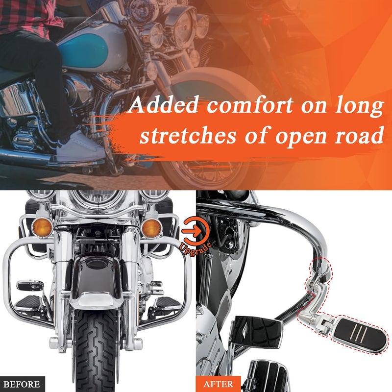 FOVPLUE Adjustable Highway Footpegs for Harley and Other Motorcycles - Chrome - Image 2