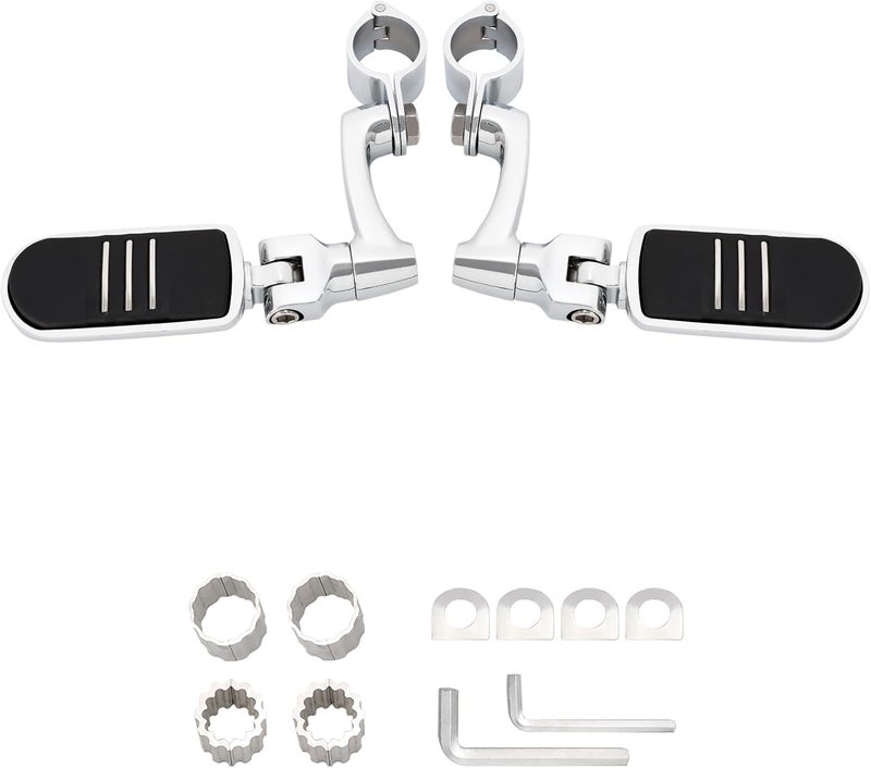FOVPLUE Adjustable Highway Footpegs for Harley and Other Motorcycles - Chrome - Image 1