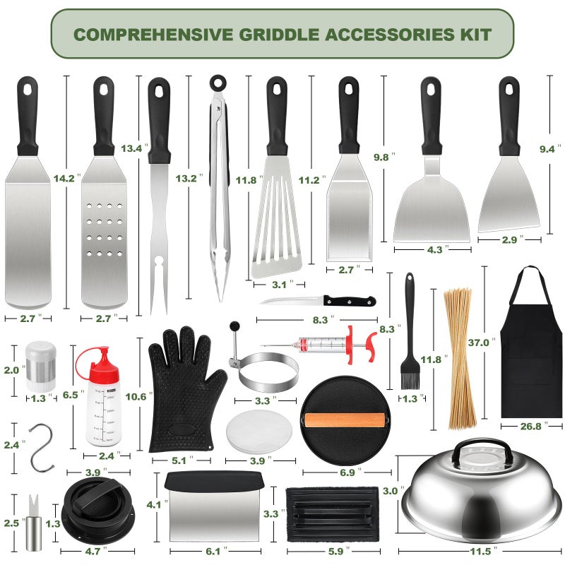 EWFEN 237pcs Griddle Accessories Kit for Blackstone, Perfect Flat Top Grilling Accessories, Grill Spatula Set with Enlarged Spatulas, Basting Cover, Burger Press Patty Maker, Scraper for Outdoor Barbecue - Image 2