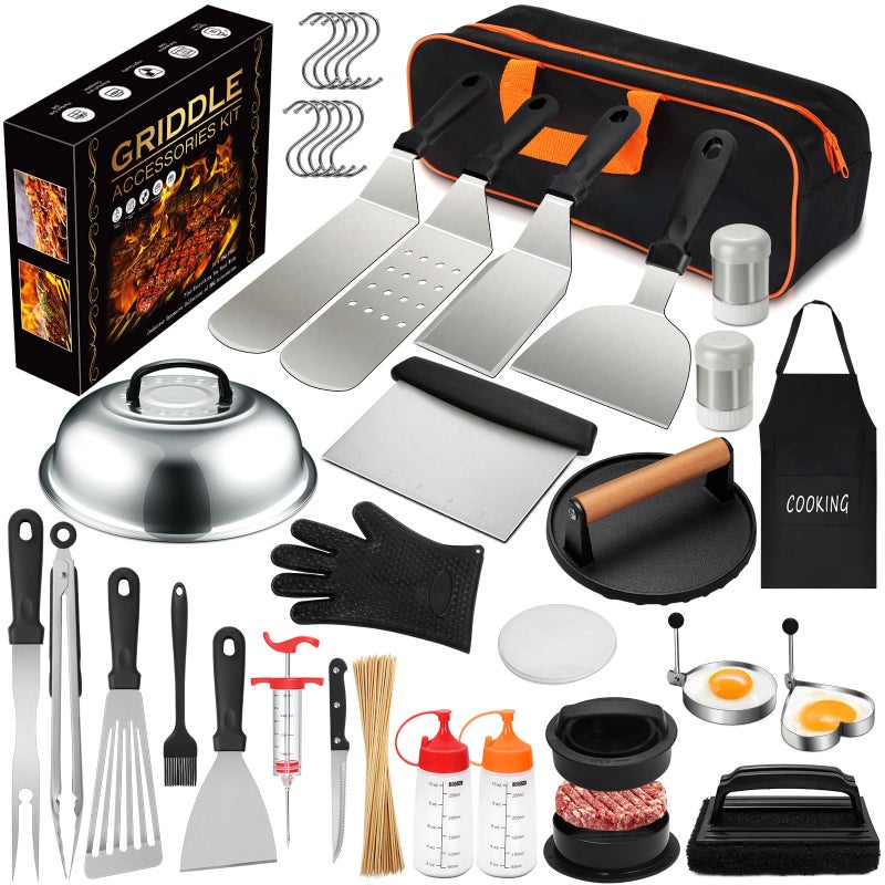 EWFEN 237pcs Griddle Accessories Kit for Blackstone, Perfect Flat Top Grilling Accessories, Grill Spatula Set with Enlarged Spatulas, Basting Cover, Burger Press Patty Maker, Scraper for Outdoor Barbecue - Image 1