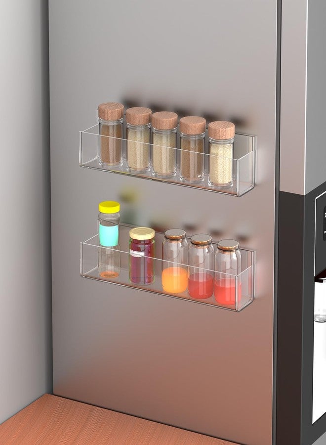 VAEHOLD رف توابل لاصق من الأكريليك من VAEHOLD مع شريط نانو مزدوج الجوانب، منظم جداري شفاف، رف توابل جداري مع أطراف أرفف لباب خزانة المطبخ - عبوة من قطعتين، أرفف مقاس 12 بوصة - Image 4