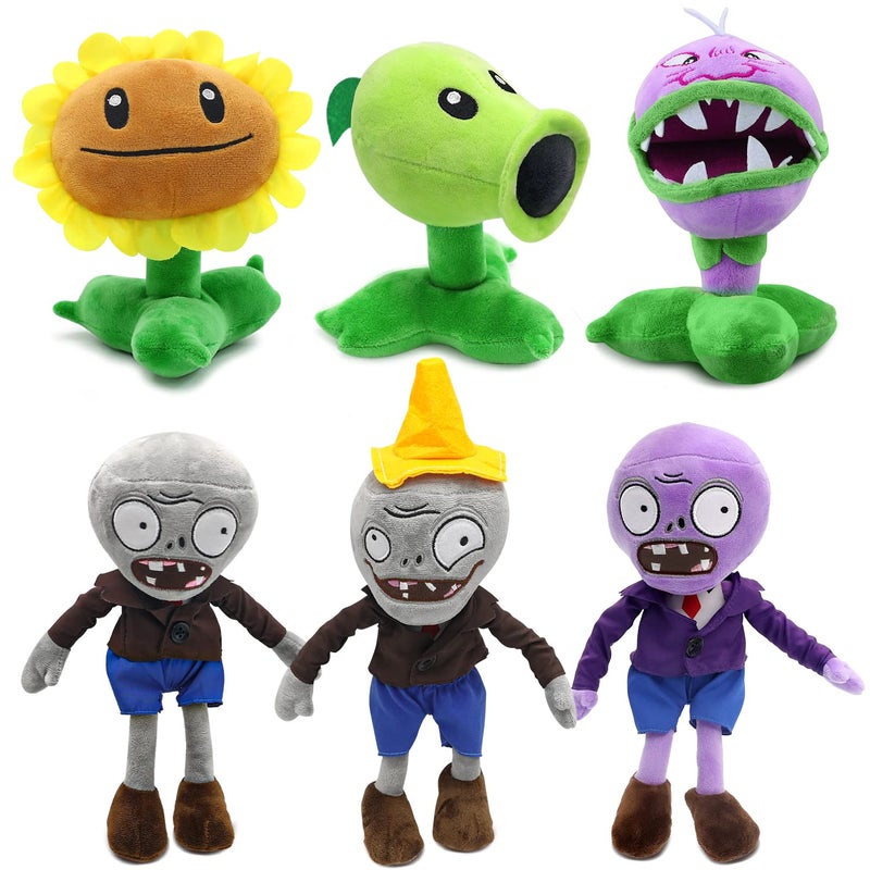 Maikerry 6pcs PVZ Plush Toys Sets Stuffed Soft Figure Doll Great Birthday Gifts for Boys and Girls - Image 1