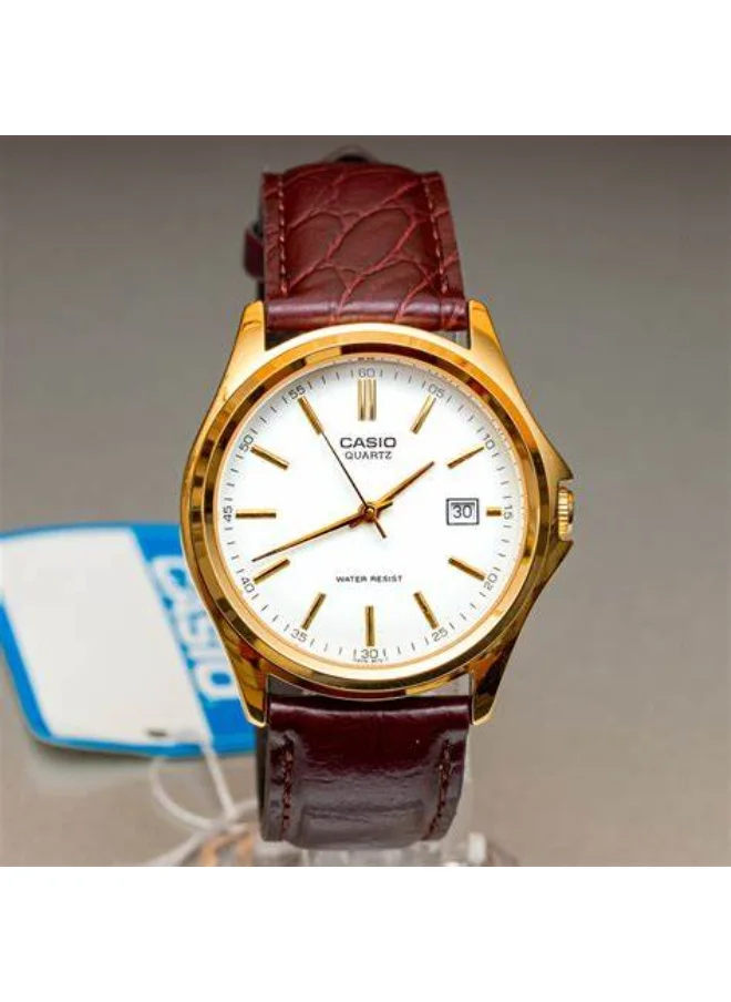كاسيو Men's Leather Analog Watch MTP-1183Q-7A - 38 mm