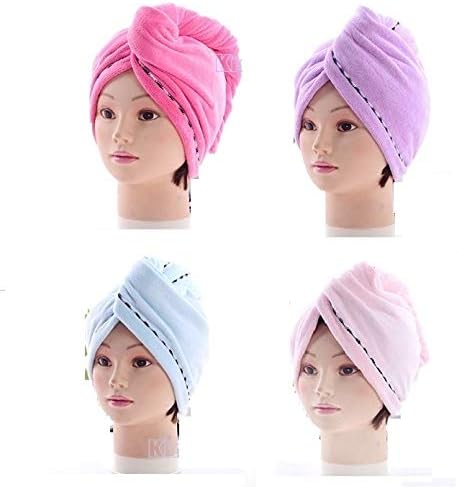 king's deal Kings deal 4Packs Microfiber Hair Drying Hair Towel Long Hair Fast Drying Towels Bath Head Wrap Turban Quick Dry Hat Cap 4Packs