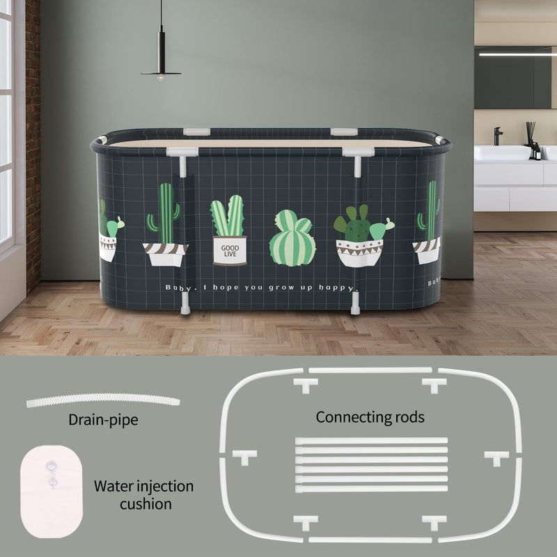 JSQBSECL Portable Foldable Bathtub,Foldable Soaking Bathtub for Adults, Freestanding Bathtubs, Hot Bath Tub, Ice Bath, Family Bathroom SPA Tub 47.2x19.7x21.7inch (Cactus) - Image 3