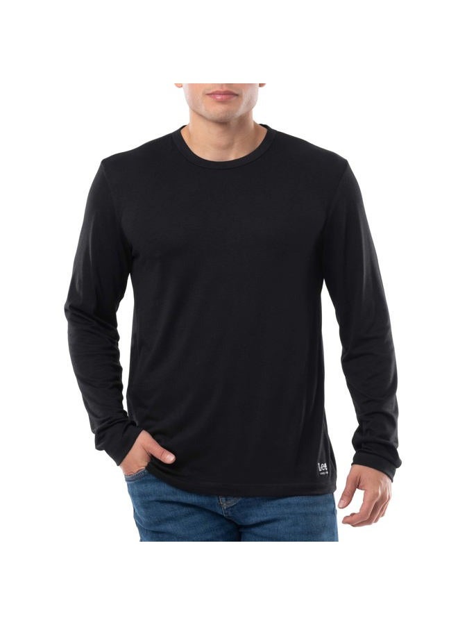 LEE Men's Quick Dry Long Sleeve Tee, Black, S - Image 1