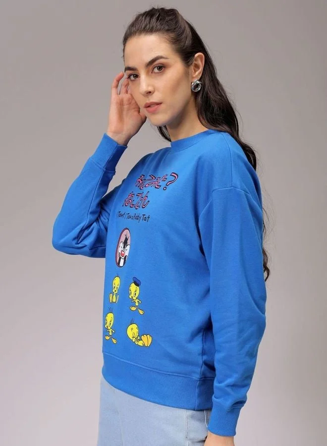 Freehand  Women Boxy Fit Character Crew Neck Long Sleeve Oversized Sweatshirt  | Best Price UAE