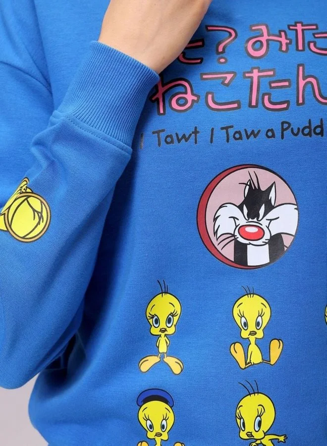 Freehand  Women Boxy Fit Character Crew Neck Long Sleeve Oversized Sweatshirt  | Best Price UAE