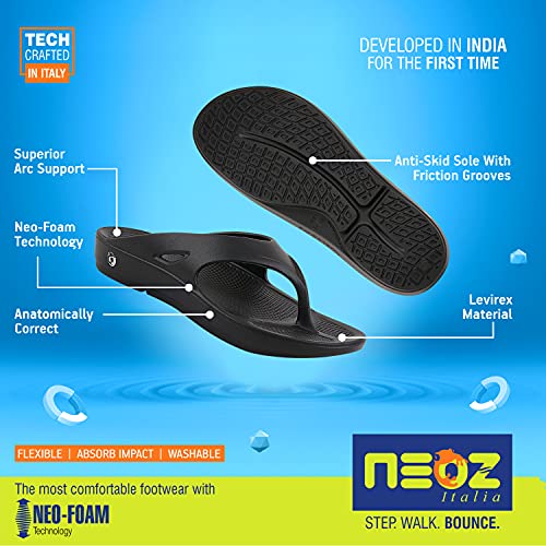 Neoz by Welcome Men's Flip Flops, Nero, CLASSIC, 6 - Image 2