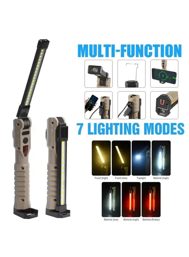 Black Multi Functional LED Portable Flashlight Hands Free Work Light Magnetic Back Hook Rechargeable Battery Emergency Light - Image 3