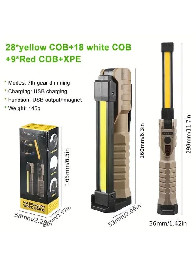 Black Multi Functional LED Portable Flashlight Hands Free Work Light Magnetic Back Hook Rechargeable Battery Emergency Light - Image 4