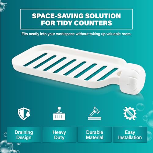 NEVADRILL Kitchen Faucet Sponge Holder - White Plastic Kitchen Sink Caddy - ABS Detachable Sink Caddy Sponge Holder - Sponge Holder for Scrubbers, Soap - Sponge Holder for Kitchen Sink [ND-1148] - Image 3