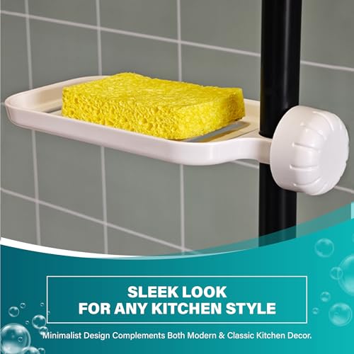 NEVADRILL Kitchen Faucet Sponge Holder - White Plastic Kitchen Sink Caddy - ABS Detachable Sink Caddy Sponge Holder - Sponge Holder for Scrubbers, Soap - Sponge Holder for Kitchen Sink [ND-1148] - Image 2