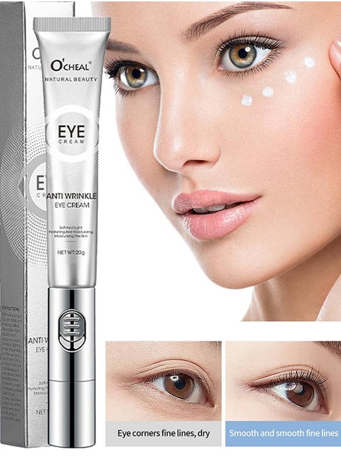 Anti Wrinkle Eye Cream,for Dark Circles and Puffiness Reduce Fine Lines and Wrinkles with Electric Applicator Anti Aging Line Smoothing Skin Care Treatment Daily Wrinkle Cream 20g