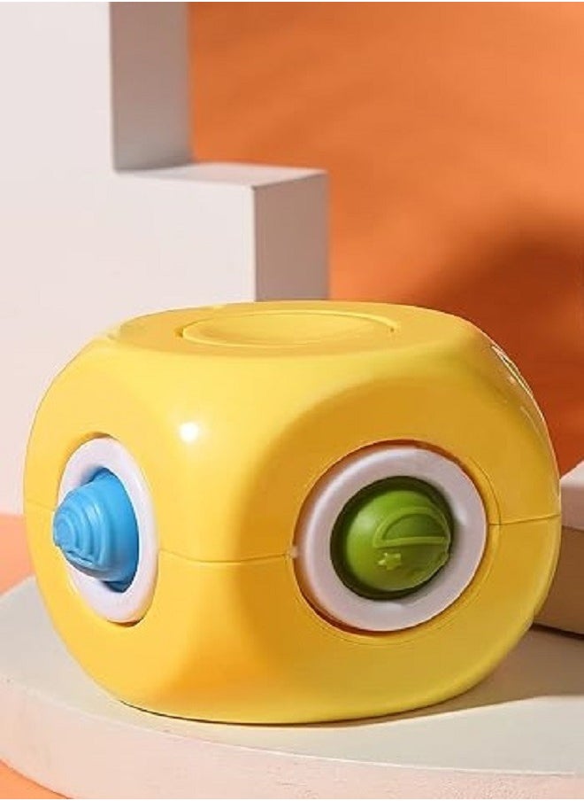 Fidget Cube Stress Anxiety Pressure Relieving gyro Cube , Silicone Bubble Toys,Fidget Hand Toys for Adult & Kids，Sensory puzzles (Yellow)  - Image 1