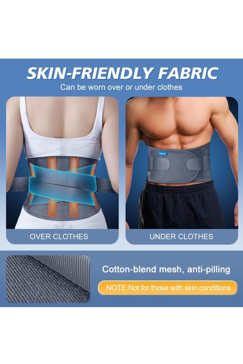 SOLARAE Back Brace for Lower Back Pain Back Support Belt, Work Easy to put Metal Stays Lumbar Support for Women & Men (L-Waist: 35"-42") - Image 2