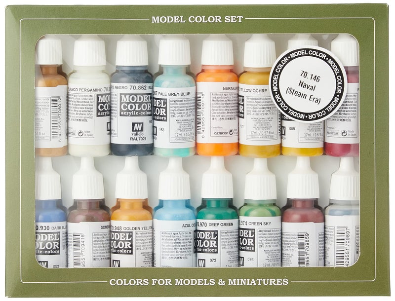 Vallejo Naval Steam Era Paint Set, 17ml, Naval Steam Era Paint Set 17ml, 0.5 Fl Oz (Pack of 16) - Image 1