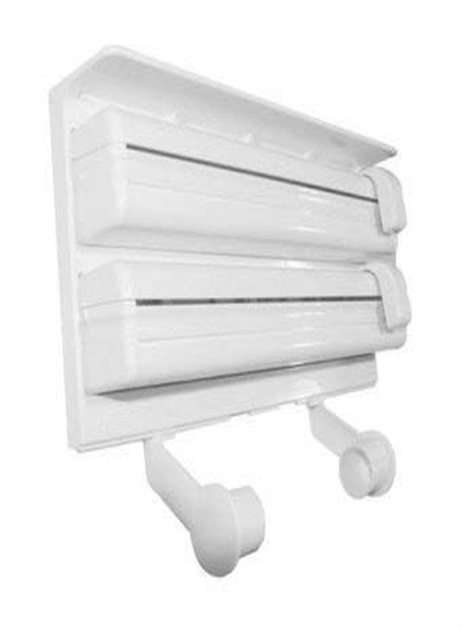 Moral_Triple Paper Dispenser | 4 in 1 Foil Cling Film Tissue Paper Roll Holder for Kitchen with Spice Rack, Kitchen Triple Paper Roll Dispenser & Holder for Tissue Paper Roll(White)paper dispenser for kitchen - Image 3