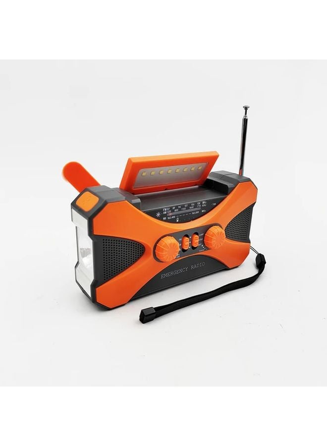 Orange Solar Hand Crank Emergency Radio AM FM NOAA Power Bank LED Flashlight - Image 1