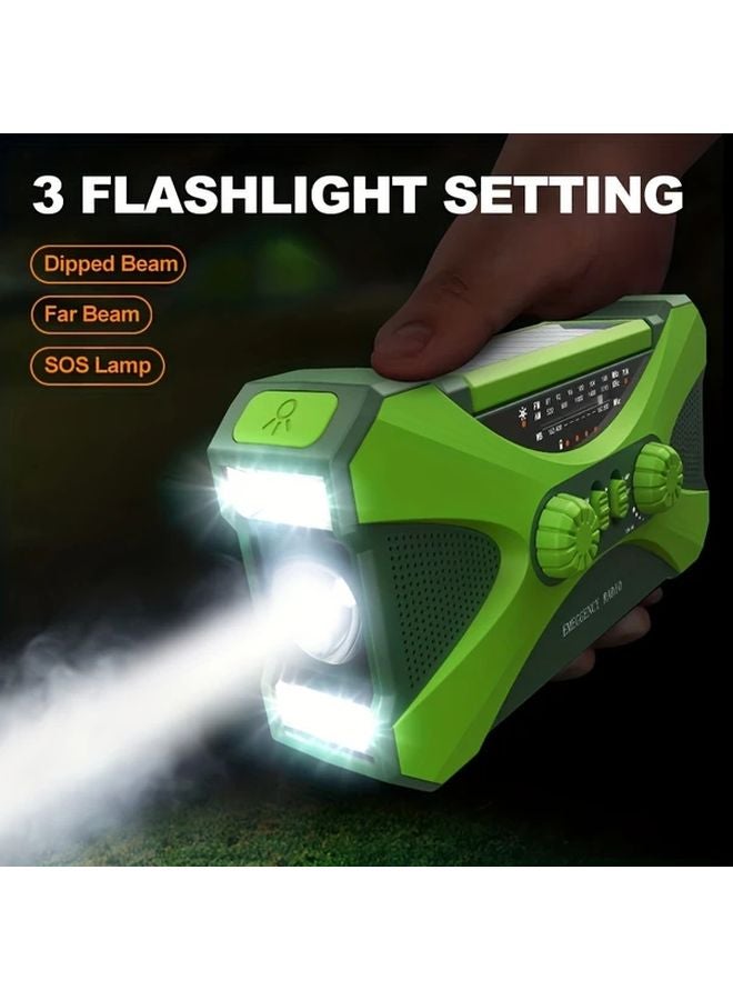 Orange Solar Hand Crank Emergency Radio AM FM NOAA Power Bank LED Flashlight - Image 4
