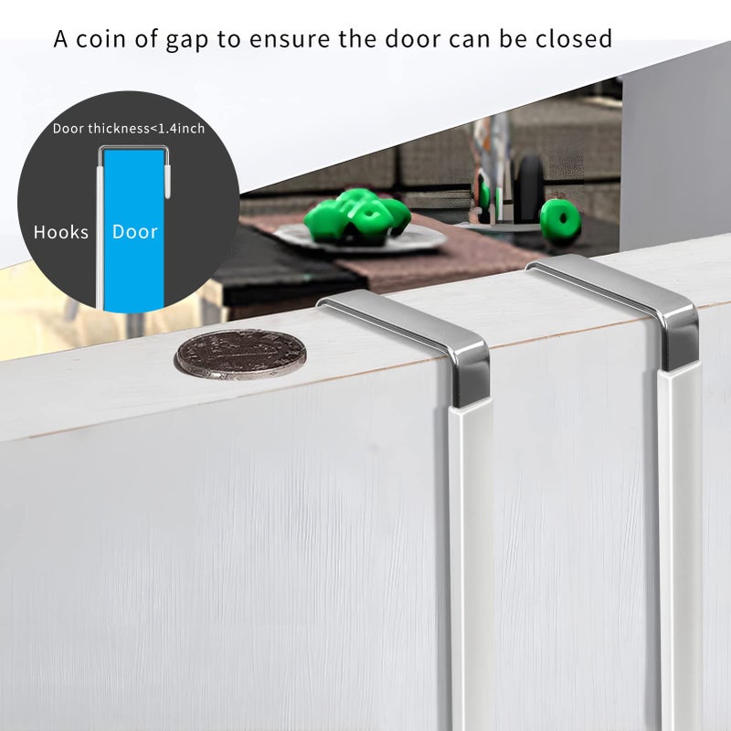 Fyy Over The Door Hooks, 4 Pack Hangers Hooks With Rubber Prevent Scratches Heavy Duty Organizer For Living Room, Bathroom, Bedroom, Kitchen Hanging Clothes, Towels, Hats, Coats, Bags White - Image 5