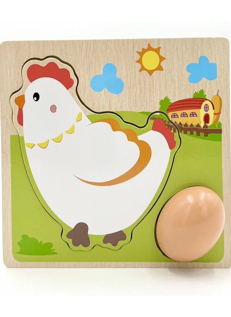 null - Wooden Chicken Puzzle for Kids – Educational Toy for Skill Building and Visual Coordination - Image 1