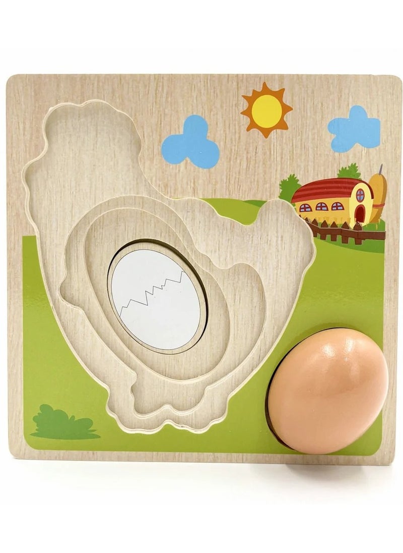 null - Wooden Chicken Puzzle for Kids – Educational Toy for Skill Building and Visual Coordination - Image 1