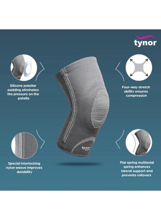 TYNOR Knee Cap with Patellar Ring | Neoprene Support for Pain Relief & Comfort for Men & Women | Breathable Compression for Gym, Exercise, Workout & Running, (Grey & Sky Blue, Small) - Image 4