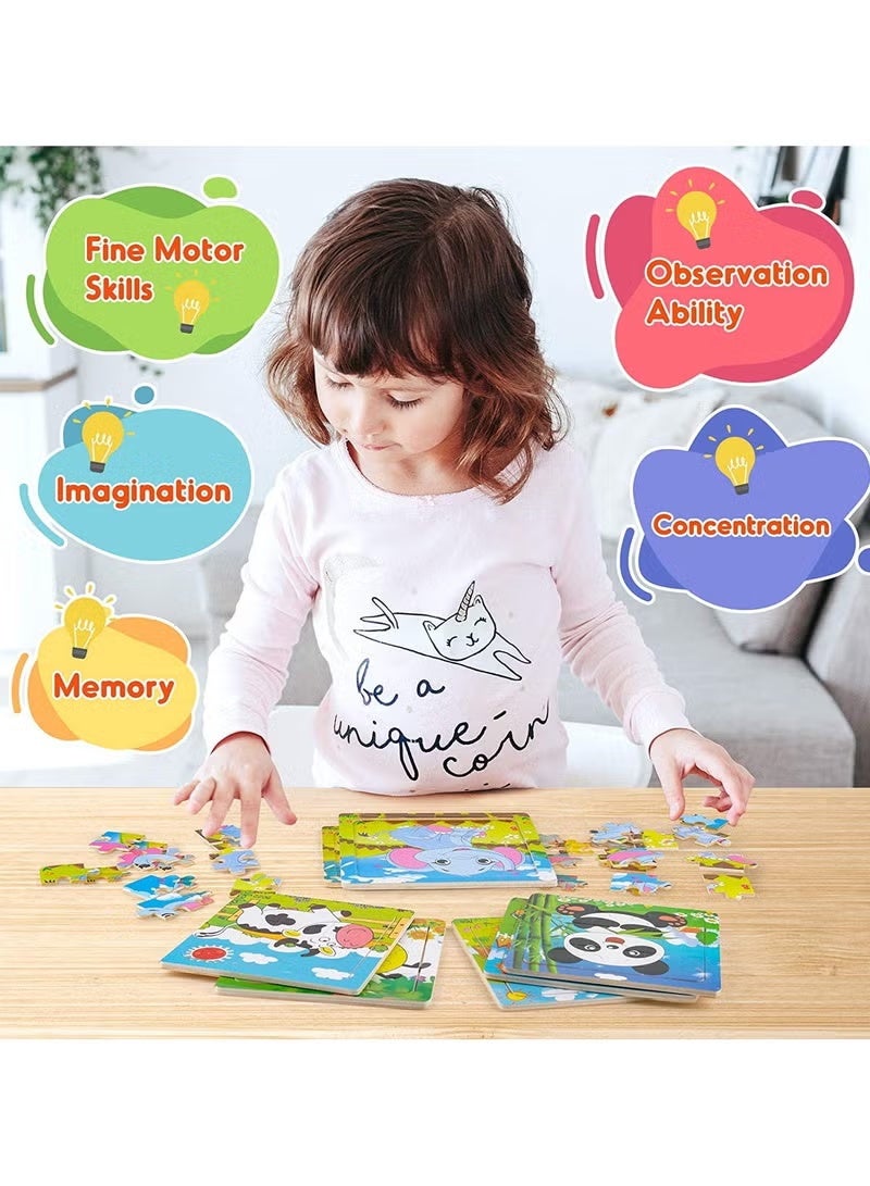 يي تشوان أحجية للأطفال من سن 2 إلى 5 و12 عبوة من أحجية ما قبل المدرسة التعليمية والتعلُّم مجموعة ألعاب أحجية للأطفال الصغار هدايا الحفلات للفتيات والأولاد، أحجية سفر محمولة - Image 3