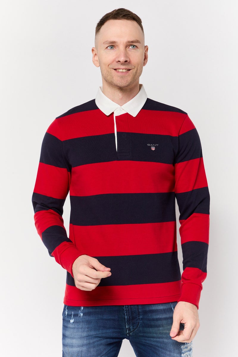 GANT Men Spread Collar Long Sleeve Stripe Sweatshirt, Multicolor - Image 1