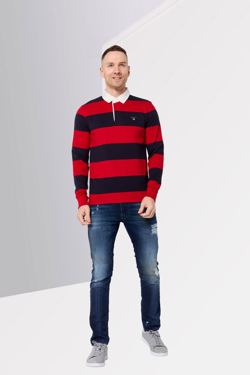 GANT Men Spread Collar Long Sleeve Stripe Sweatshirt, Multicolor - Image 2