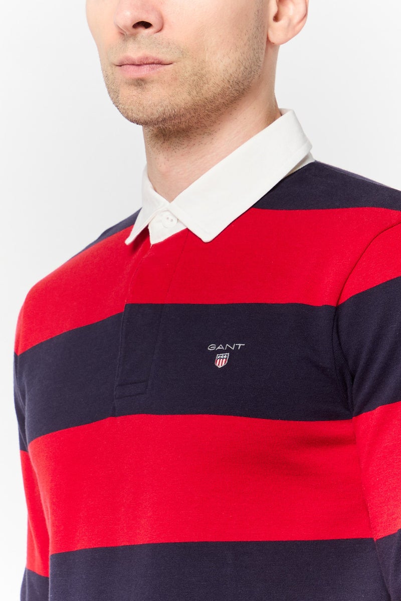 GANT Men Spread Collar Long Sleeve Stripe Sweatshirt, Multicolor - Image 3