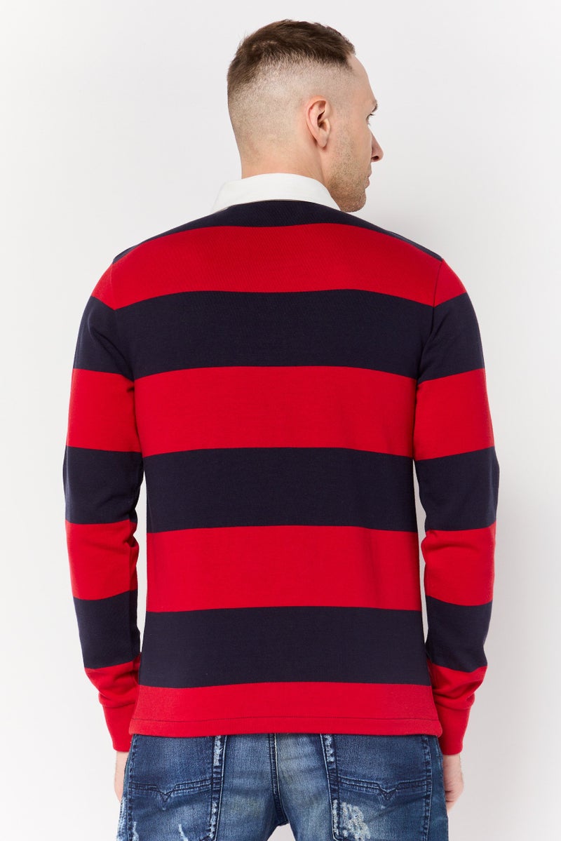 GANT Men Spread Collar Long Sleeve Stripe Sweatshirt, Multicolor - Image 4