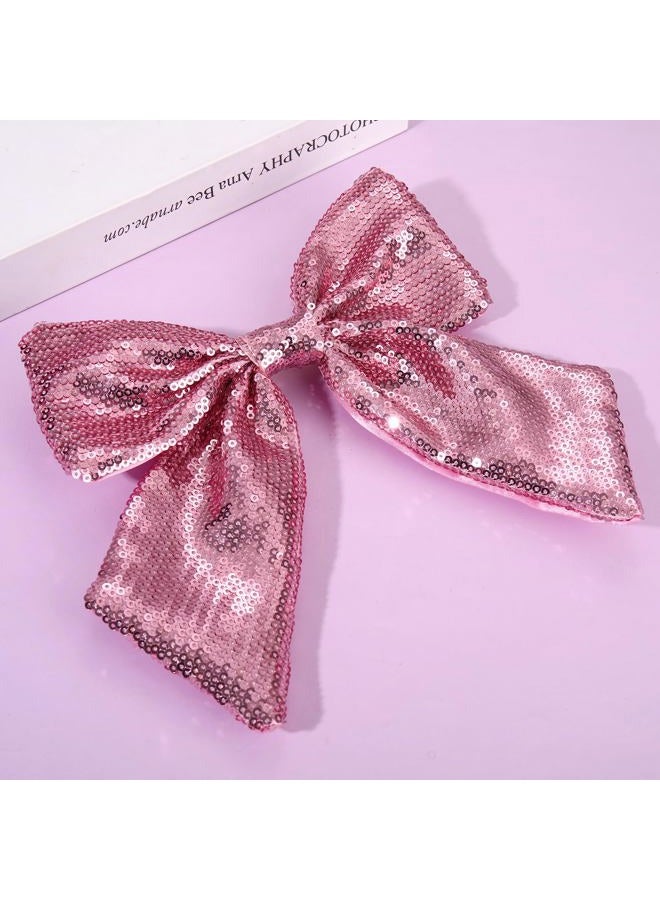 BVGA Valentines Hair Bow Clips for Women Pink Sequin Velvet Bow Hair Clip Barrettes Valentines Day Hair Accessories Valentines Day Gifts for Her - Image 3