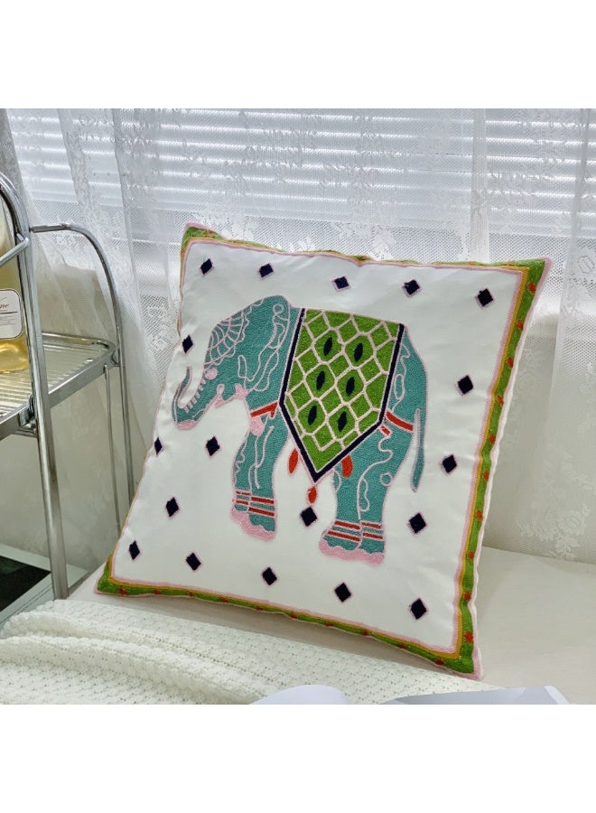 هومستر رمي الوسادة تغطي حزمة من 4، اليدوية المطرزة الكتان غطاء الوسادة 45x45cm، بوهو ديكور خمر الزهور منشفة التطريز الوسادة حالة للأريكة، غرفة النوم، غرفة المعيشة، المكتب - Image 3