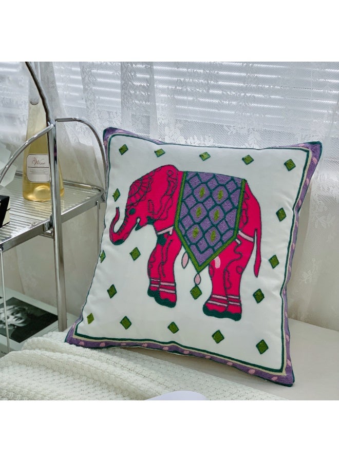 هومستر رمي الوسادة تغطي حزمة من 4، اليدوية المطرزة الكتان غطاء الوسادة 45x45cm، بوهو ديكور خمر الزهور منشفة التطريز الوسادة حالة للأريكة، غرفة النوم، غرفة المعيشة، المكتب - Image 2