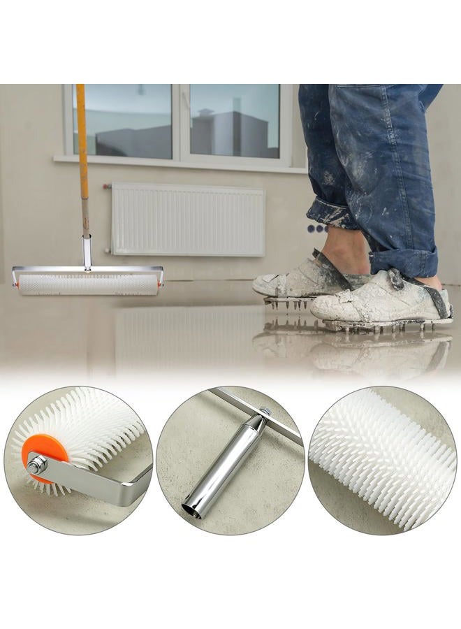 QWORK Self-Levelling Cement Tool Kit, Floor Construction Roller Spike Shoes, Epoxy Floor Paint Tool, Stainless Steel Scraper Self-Leveling Rake - Image 2