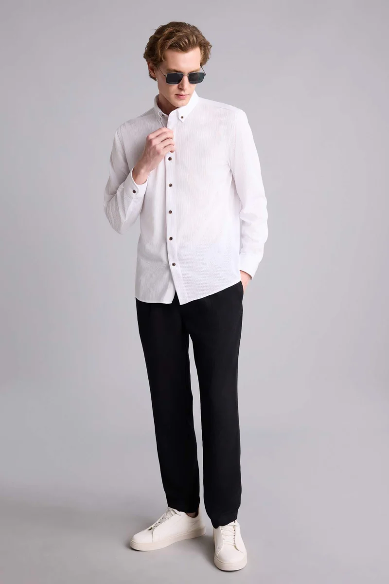 DeFacto Regular Fit Polo Collar Long Sleeve Shirt