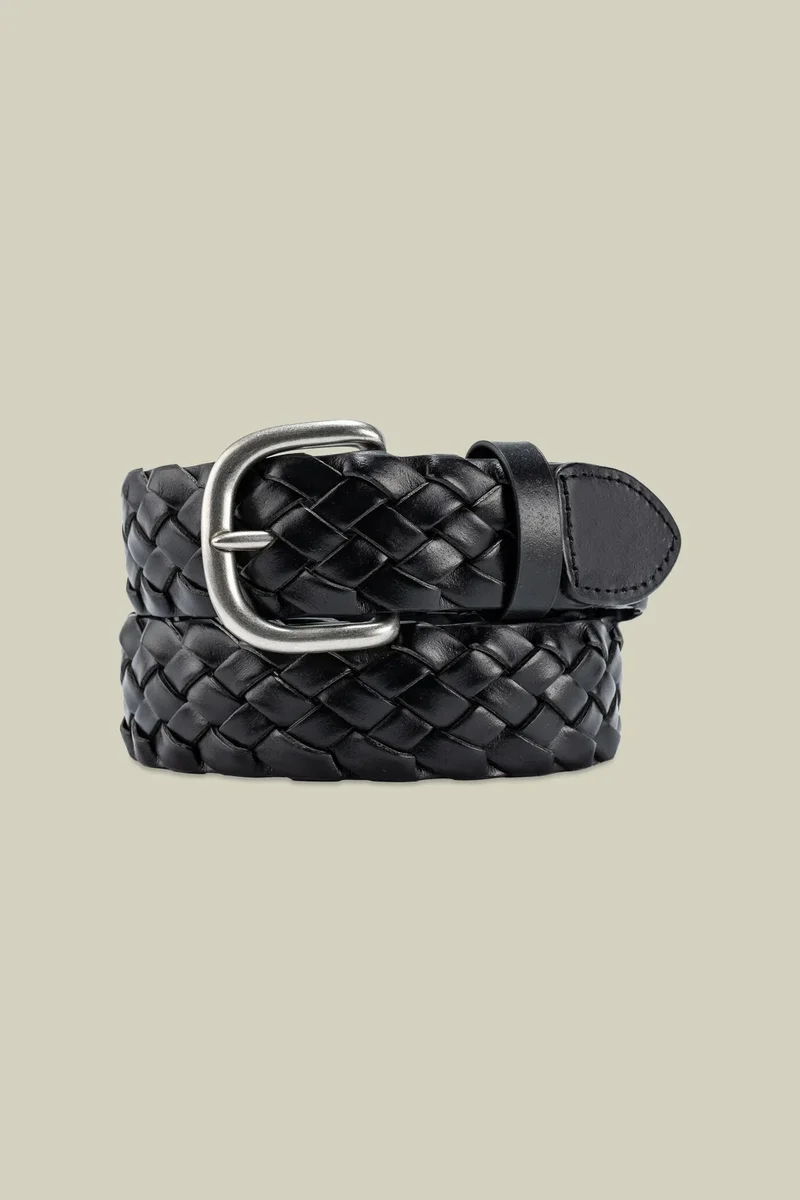 Doppelganger Men's braided belt in 100% regenerated leather - Black