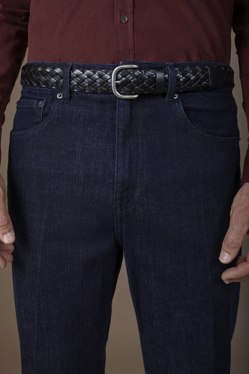 Doppelganger Men's braided belt in 100% regenerated leather - Black