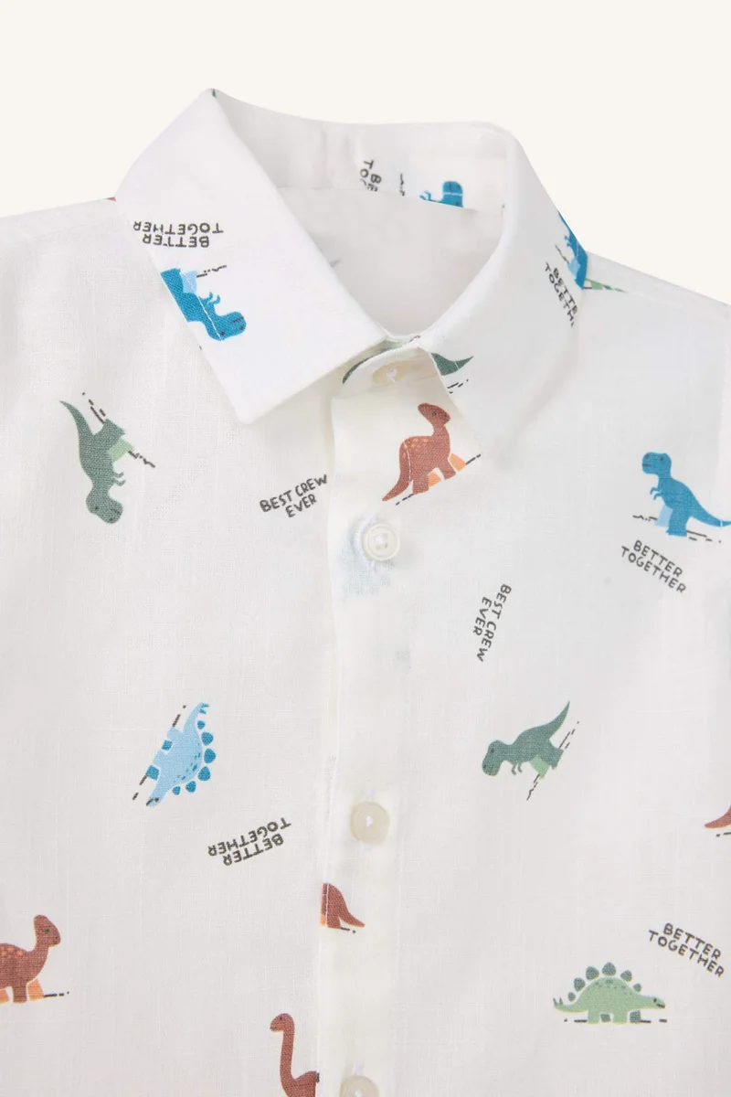 ديفاكتو Baby Boy Regular Fit Linen Look Long Sleeve Shirt