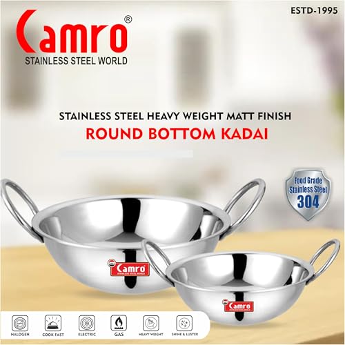 Camro Triply Round Heavy Bottom Kadhai (11 No, 1.5 Liters) | Gas Stove Compatible | Dishwasher Safe | DryVeg Hold Handles | Induction Friendly & Gas Ready | 6-Year Warranty - Image 2