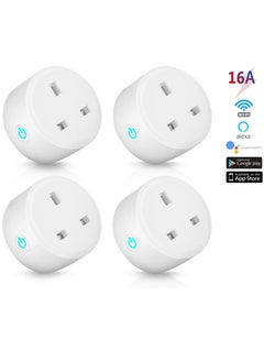 4 Pack Smart Wifi Plug 16A Smart Outlet Plug Socket Compatible with Alexa and Google Home, Mini Socket with Remote Control & Voice Control with Electricity Statistics Timer Function, No Hub Required