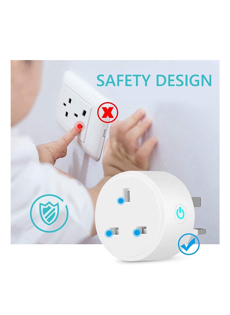 MOCOM - 4 Pack Smart Wifi Plug 16A Smart Outlet Plug Socket Compatible with Alexa and Google Home, Mini Socket with Remote Control & Voice Control with Electricity Statistics Timer Function, No Hub Required - Image 1